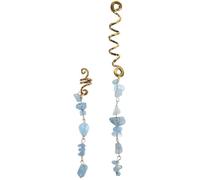 Generic 2pcs Dreadlock Hair Braiding Accessories Set with Sea Blue Long and Short Spiral Braids Jewelry for Women’s Hair Styling