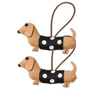 Generic 2pcs Elastic Hair for Women - Cute Hair Elastic Bands for Girls | 2 x Cute Horse Holder in Dachshund - Comic Stripes Hair Lies