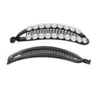 Generic 2pcs Elegant Korean Hair Clips with Artificial Pearls Strong Hold Banana Combs for Women for Thick Fine Hair Accessories for Weddings and Parties