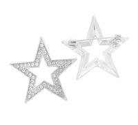 Generic 2pcs Elegant Zinc Alloy Five Pointed Star Pins Stylish Rhinestone Brooch for Women and Lightweight Lapel Accessories for Uniform Shirts Suits Backpacks and Party Wear Pack