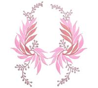 Generic 2pcs Embroidered Leaf Design Patches for Clothing and Backpacks, Sew-on Thread Material, for Decorating and Repairing Projects Chic Pink Style