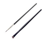 Generic 2pcs Eye Makeup Brush Set with Horsehair Eyeliner and Eyeshadow Applicators for Women, Long Wooden Handle, Suitable for Daily and Professional Use