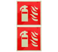 Generic 2pcs Fire Safety Labels Glow in The Dark Self Adhesive Stickers with High Adhesion Film for Easy Application in Restaurants and Industrial Sites