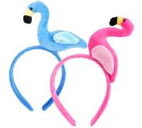 Generic 2pcs Flamingo Animals Shaped Headbands for Washing Face, Cloth Hair Hoops with Plastic Frame, Cute Cartoon Style, Not Easy to Break, for Festival and Party Use