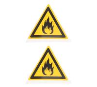 Generic 2pcs Flammable Warning Label Fire Hazard Signs 100mm Equilateral Triangle Flammable Caution Stickers for Industrial Safety and Fire Prevention