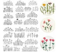 Generic 2Pcs Flowers DIY Water Soluble Stabilizer Embroidery Paper with Pre-Printed Pattern Stick and Stitch Embroidery Paper Wash Away for Hand Sewing