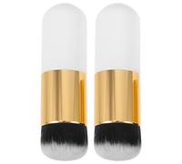Generic 2pcs Fluffy Makeup Blush Brush Set, White Metallic Foundation and Loose Powder Brushes for Women, Soft Synthetic Hair for Smooth Cosmetics Application, for Liquid and Powder