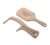 Generic 2Pcs Funny Bald Man Comb Set Wooden No Teeth Hairless Grooming Brushes Prank Props for Men Dad Halloween Party