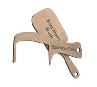 Generic 2pcs Funny Wooden Bald Man Comb Hairless Grooming Brush Durable Natural Novelty Fathers Day Birthday Halloween for Parties and Pranks