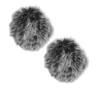 Generic 2pcs Furry Windscreen Muff for Lapel Microphone Windproof Cover Black Grey Soft Microphone Wind Muff for Outdoor Use
