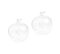 Generic 2pcs Glass Empty Bottle Clear Succulent Flower Vase Mini Garden Sprayer Dispenser Can Bottles Refillable Travel Bottle Unique Water Spray Nozzle Food Dome Pots Bell Jar Display Lid