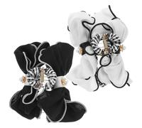 Generic 2pcs Hair Claw Clips for Women and Teen Large Metal and Fabric Hair Clips with Artificial Pearl Bow Easy to Use for Washing Your Face Or Weddings