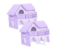 Generic 2pcs Hamster Double-deck Villa Guinea Pig Tunnels Cage Guinea Pig Litter Tray Nest Chicken Coop Rat Trap Hamster Guinea Pig Bedding Tortoise The House Hamster Hideouts Pvc