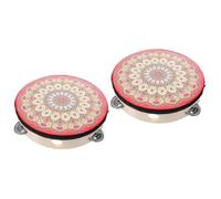 Generic 2pcs Hand Held Tambourine Drum Wooden Rhythm Instrument for Dance Lightweight and Portable Comfortable Grip Your