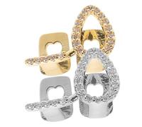 Generic 2pcs Heart Shaped Hollow Gold Plated Teeth Caps Bling Grills for Men and Women Stylish Single Grill Tooth Accessories for Enhancing Your Smile
