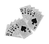 Generic 2pcs Hip Hop Brooch Playing Card Lapel Clip Unique Alloy Rhinestone Decorative Brooch for Men Women Can Be Worn on Suit Collars Silver Playing Card Shaped