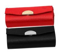 Generic 2pcs Lipstick Case Lip Tint Makeup Bag Make up Mirror Lipsticks Lip Gloss Vintage Mirror Makeup Pouch for Purse Makeup Travel Cases Decorative Lipstick Holder Jewelry Case Red Silk