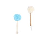 Generic 2pcs Long Handle Bath Flower Bath Ball Loofah Sponge Exfoliating Nylon Scrubber Blue White for Shower