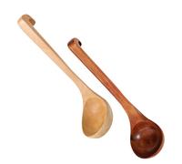 Generic 2pcs Long Handle Wooden Ladle Set Natural Bamboo Soup Spoon Hook for Cooking and Outdoor Use for Gravy and Soup Serving