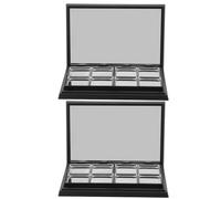 Generic 2pcs Magnetic Makeup Palette Set with 8-slot Matte Black Holder and Aluminum Pans, Empty Cream Blush and Eyeshadow Box for Blush, Lipstick Storage, Suitable for Makeup Artists