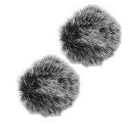 Generic 2pcs Microphone Windscreen Decor Speakers Eucalyptus Napkin Rings Micphone Cover Microphone Wind Cover Furry Mic Covers for Microphones Microphone Wind Muff Plush Fabrics Grey
