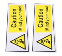 Generic 2pcs Mind Your Head Safety Signs Safety Decal High Visibility Design Yellow Pp Synthetic Paper Peel-and-stick Wear-resistant Warning Stickers for Stairways