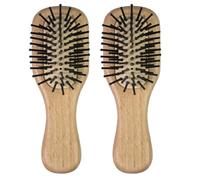 Generic 2pcs Mini Paddle Hair Brush Set, Bamboo Scalp Massage Comb for Detangling and Anti-static, Portable Small Pocket Wooden Hairbrush for Travel and Daily Use