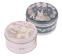 Generic 2pcs Mini Round Shaped Iron Boxes Cookie Box for Storage Retro Biscuit Tin for Party Favors Home Organization Empty Mini Candle Iron Cases