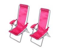 Generic 2pcs Miniature Beach Chairs Pink Dollhouse Furniture DIY Cake Toppers Space Saving Design for Creative Decorations Fade Resistant Portable