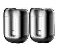 Generic 2Pcs Minis Electric Shaver | Compact Face Shaver | Double-Head Rotary Men's Razors | USB Rechargeable | Waterproof | Pocket Size | Wet & Dry Beard Grooming Kit for Home & Travel