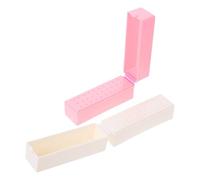 Generic 2Pcs Nail Grinding Head Case 30 Holes Nail Art Bits Holder Storage Box for Manicure and Salon Use White and Pink