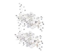 Generic 2pcs Pearl Flower Hair Clips for Bride Decorative Wedding Hair Accessories Elegant Shell Petal Design for Bridesmaids and Special Occasions
