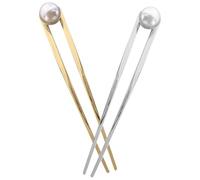Generic 2pcs Pearl Hair Pins for Women Vintage Metal Hair Sticks Smooth Surface Classic Appearance Suitable for Everyday Life