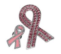 Generic 2pcs Pink Ribbon Lapel Pin Breast Cancer Awareness Brooches Alloy Material Easy to Remove Elegant Design for Women Events and Occasion