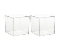 Generic 2pcs Plastic Cube Boxes Square Favour Boxes with Ribbon for Wedding Function Storage and Makeup Crafts Organiser