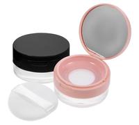 Generic 2pcs Plastic Makeup Powder Case Loose Powder Container with Delicate Texture Portable Cosmetic Compact Box for Travel and Daily Use