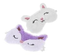 Generic 2pcs Plush Faux Rabbit Sleep Mask Cute Fox White Rabbit Cartoon Eye Covers for Teens Women Men Adjustable Elastic Strap Soft Light Blocking Blindfold for Travel and Sleep