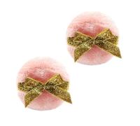 Generic 2PCS Plush Powder Puff with Glitter Bowknot Band Soft Body Puff for Skin Care Premium Safe Material Easy One-hand Operation Suitable for Boy Girl and Adults