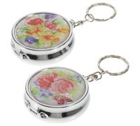 Generic 2pcs Portable Ashtrays for Cigarettes with Lids and Key Chains, Aluminium Alloy Material, Hanging Loop Design, Compact Outdoor Travel Ash Holder, Stylish Silver Car Assorted style