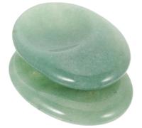 Generic 2pcs Portable Green Stone Worry Stones for Anxiety Relief and Stress Reduction Mini Thumb Massage to Facial Skin Tone and Reduce Puffiness Body Guasha Tool for Relaxation
