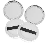 Generic 2Pcs Portable Loose Powder Box with Puff Elastic Net Makeup Case Travel Empty Powder Container Compact Case for Women