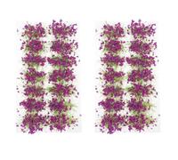 Generic 2pcs Purple Mini Flower Cluster DIY Set, Simulation Grass Clusters for Sand Table, Outdoor Model Landscaping, Micro Vegetation Group for Miniature Scenery Decor