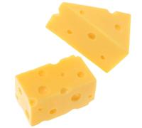 Generic 2pcs Realistic Resin Fake Cheese Models for Display and DIY Projects, Yellow Mousse Cake Shape, for Food Displays and Halloween Decoration, Cheese Decorations
