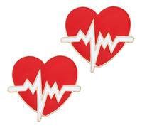 Generic 2pcs Red Electrocardiogram Heart Brooch Pins Alloy Nurse Doctor Lightweight Clothes Decorative Accessories