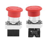 Generic 2PCS Red Emergency Stop Button Switch 22MM Screw Fixation Stable Operation for Electromagnetic Starter Contactor Control