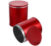 Generic 2pcs Red Small Tinplate Tea Canisters with Sealed Lid Metal Tea Storage Jars for Loose Leaf Multi-Function Airtight Containers for Kitchen and Home Use