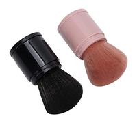 Generic 2Pcs Retractable Blush Brush Super Powder Catching Ability for Compliance Pink & Black Face Brush for All Skin Types