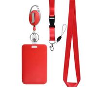 Generic 2PCS Retractable ID Badge Holder with Breakaway Lanyard,Heavy Duty Badge Reel,Detachable Keychain, Cruise Ship Cards Holder,for Nurse Officer Teacher Security Staff Women Men (Red)