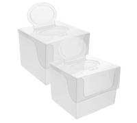 Generic 2pcs Reusable Plastic Wet Tissue Box Set, Square Wipe Tissue Storage Case for Facial Towels and Non-Woven Cloths, Portable Wet Wipes Dispenser for Nursery and Travel Use