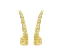 Generic 2pcs Royal Style Finger Tip Covers Long Golden Copper Nail Covers Hollow-out Design, Not Easy to Rust, for Halloween and Belly Dancing